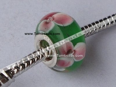 CLSP07 10pcs 8.5*14mm roundel 925 silver core lampwork European beads