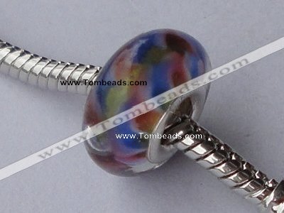CLSP10 10pcs 7.5*14mm roundel 925 silver core lampwork European beads