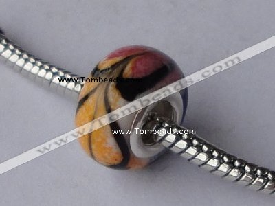CLSP23 5pcs 8*13.5mm roundel 925 silver core lampwork European beads