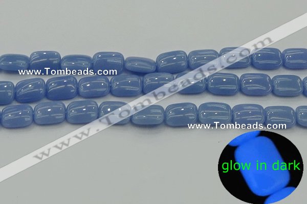 CLU161 15.5 inches 10*14mm rectangle blue luminous stone beads
