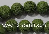 CLV463 15.5 inches 14mm round dyed green lava beads wholesale