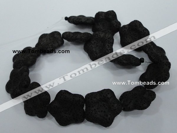 CLV47 15 inches 8*26mm star black natural lava beads wholesale