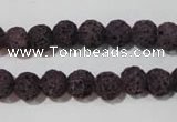 CLV476 15.5 inches 8mm round dyed purple lava beads wholesale