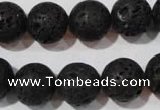 CLV487 15.5 inches 14mm round black lava beads wholesale
