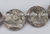 CMB12 15.5 inches 25mm flat round natural medical stone beads