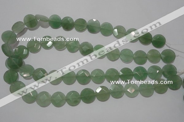 CME52 15.5 inches 15mm faceted coin green aventurine gemstone beads