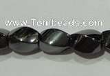 CMH151 15.5 inches 5*8mm twisted rice magnetic hematite beads