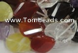 CMQ08 15*20mm twisted faceted teardrop multicolor quartz beads