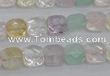 CMQ256 15.5 inches 10*10mm faceted square multicolor quartz beads