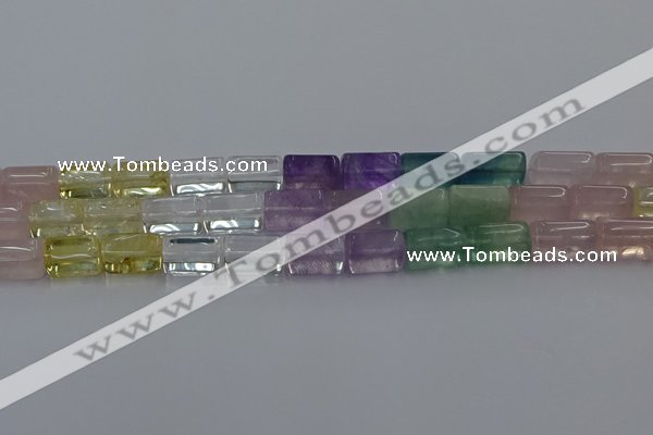 CMQ40 15.5 inches 10*15mm trihedron mixed quartz beads wholesale