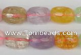 CMQ64 15.5 inches 12*16mm faceted drum multicolor quartz beads