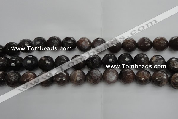 CMS1078 15.5 inches 12mm faceted round grey moonstone beads wholesale