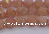 CMS1132 15.5 inches 8mm faceted nuggets peach moonstone beads