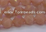 CMS1133 15.5 inches 10mm faceted nuggets peach moonstone beads