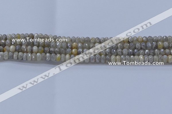 CMS1331 15.5 inches 4*6mm faceted rondelle AB-color grey moonstone beads