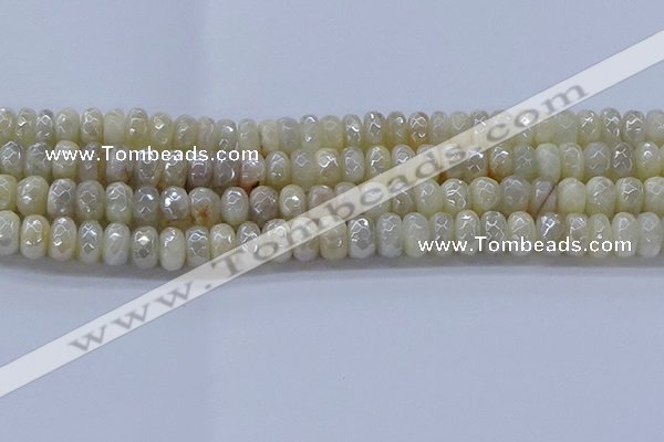 CMS1342 15.5 inches 5*8mm faceted rondelle AB-color white moonstone beads