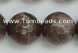 CMS155 15.5 inches 16mm faceted round natural grey moonstone beads