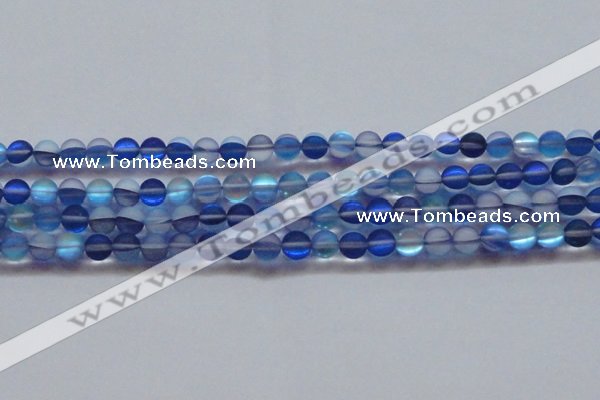 CMS1587 15.5 inches 8mm round matte synthetic moonstone beads