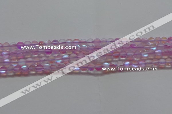 CMS1596 15.5 inches 6mm round matte synthetic moonstone beads