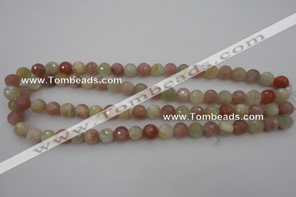 CMS880 15.5 inches 10mm faceted round moonstone gemstone beads