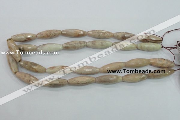 CMS95 15.5 inches 10*30mm faceted rice moonstone gemstone beads