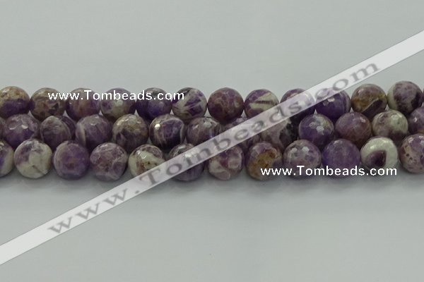 CNA1015 15.5 inches 14mm faceted round dogtooth amethyst beads