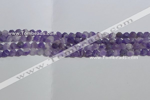 CNA1076 15.5 inches 6mm faceted nuggets matte dogtooth amethyst beads