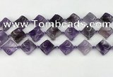 CNA1188 15.5 inches 15*15mm twisted diamond amethyst beads