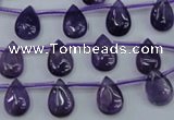 CNA288 Top-drilled 8*12mm flat teardrop natural amethyst beads