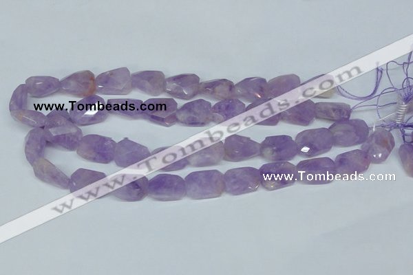 CNA462 15*20mm faceted & twisted rectangle natural lavender amethyst beads