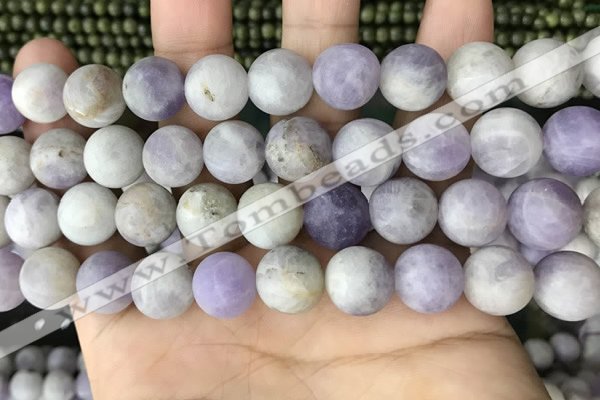 CNA679 15.5 inches 12mm round matte lavender amethyst beads