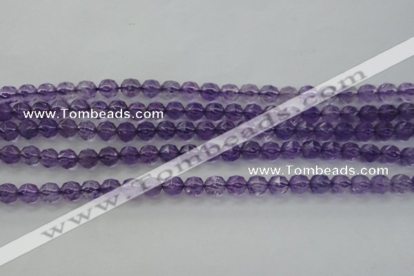 CNA68 15.5 inches 6mm faceted round natural amethyst beads