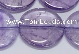 CNA828 15.5 inches 35mm flat round natural light amethyst beads