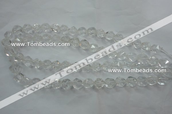 CNC102 15 inches 10mm faceted nuggets white crystal beads