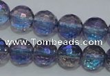 CNC312 15.5 inches 8mm faceted round AB-color white crystal beads