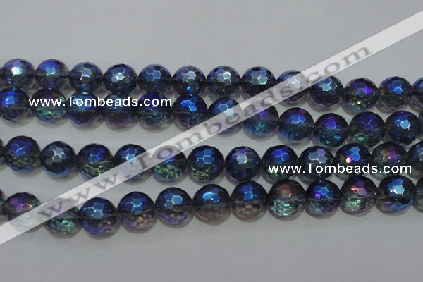 CNC315 15.5 inches 14mm faceted round AB-color white crystal beads