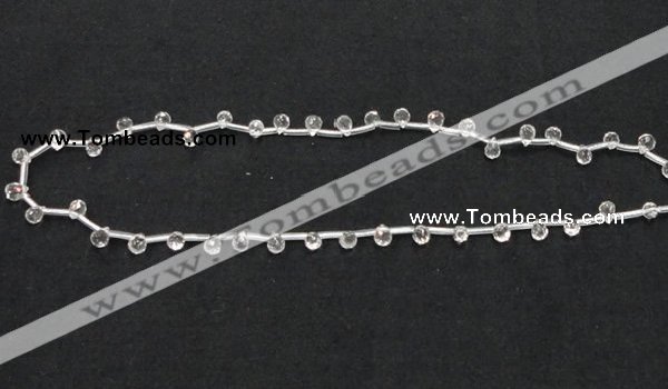 CNC33 4*6mm faceted teardrop grade AB natural white crystal beads