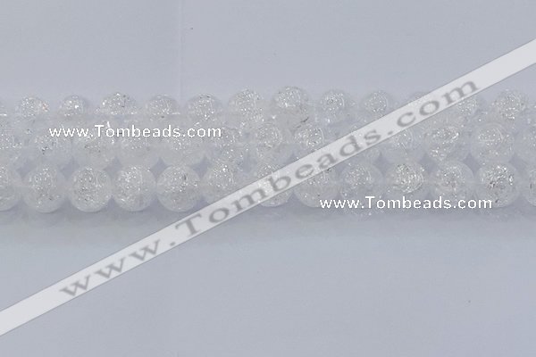 CNC555 15.5 inches 14mm round natural crackle white crystal beads