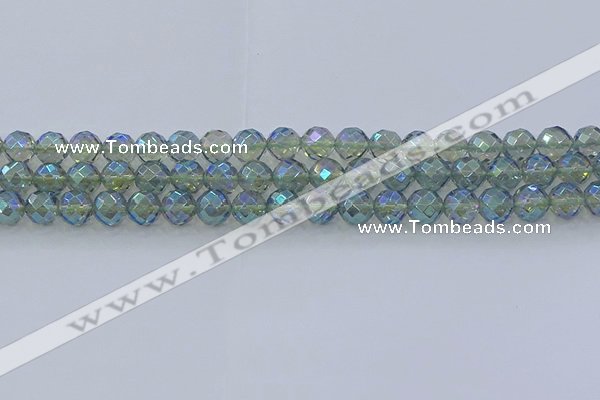 CNC628 15.5 inches 8mm faceted round plated natural white crystal beads