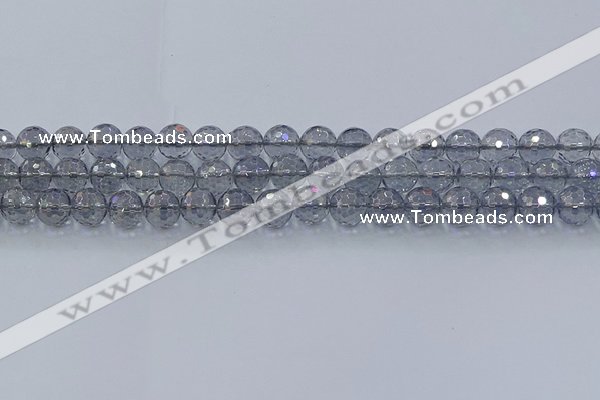 CNC640 15.5 inches 8mm faceted round plated natural white crystal beads