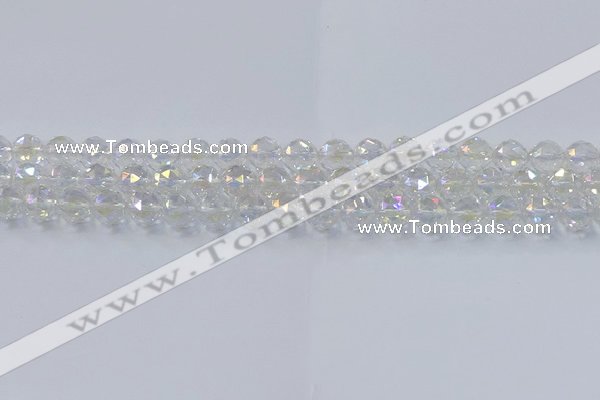 CNC646 15.5 inches 8mm faceted round plated natural white crystal beads