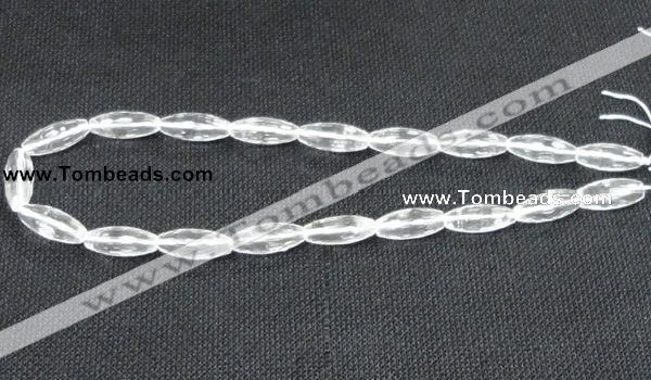 CNC67 8*20mm faceted rice grade A natural white crystal beads