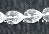 CNC76 12*16mm faceted teardrop grade A natural white crystal beads