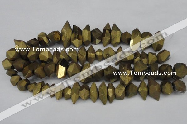 CNG1301 15.5 inches 10*20mm - 15*30mm faceted nuggets plated quartz beads