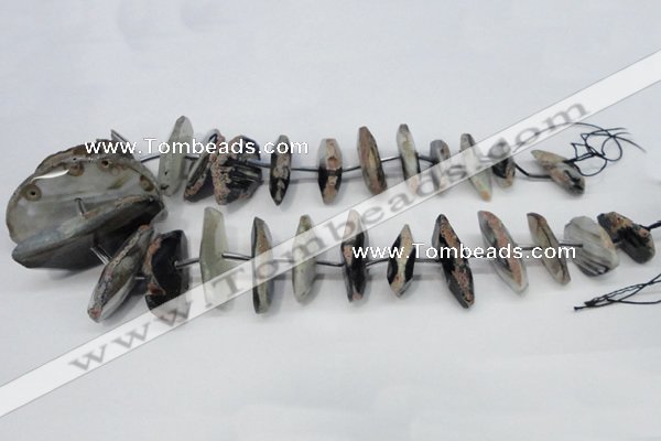 CNG1383 15.5 inches 10*25mm - 40*55mm faceted freeform agate beads