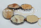 CNG1494 8 inches 30*35mm - 35*45mm freeform agate beads with brass setting