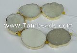 CNG1497 8 inches 30*35mm - 35*45mm freeform agate beads with brass setting