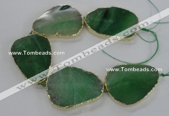 CNG1624 8 inches 35*50mm - 45*55mm freeform agate beads with brass setting