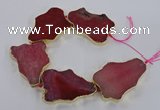 CNG1651 8 inches 35*50mm - 45*65mm freeform agate beads with brass setting