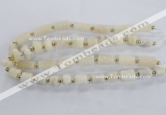 CNG2432 15.5 inches 11*14mm - 14*20mm tube druzy quartz beads
